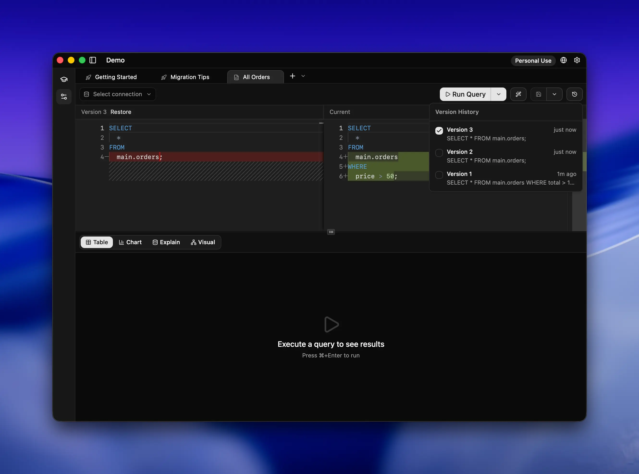 Query Version History